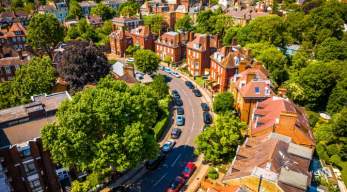 aerial view, housing estate, hampstead, camden
